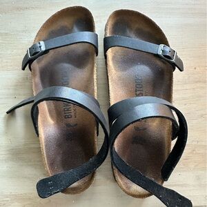 Birkenstock black ankle wrap sandals